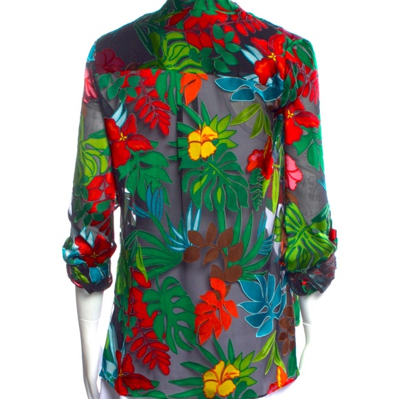 Alice + Olivia semi- sheer garden print blouse - xs - Picture 3 of 3
